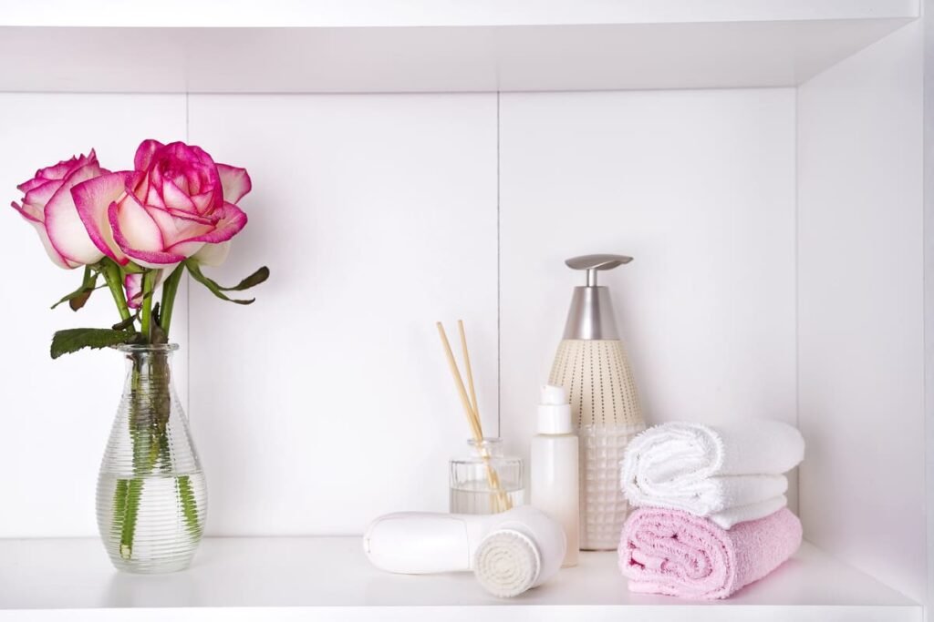 bathroom shelf decor