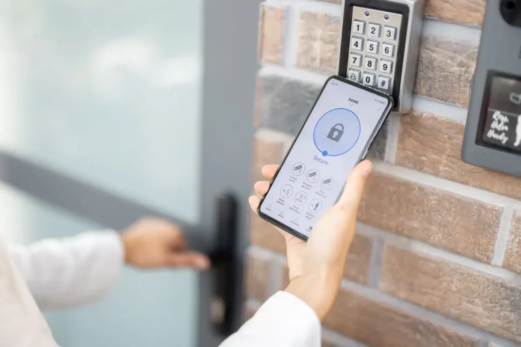 opening door with phone