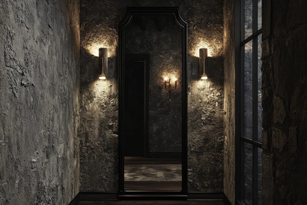 dark entryway mirror wall sconces