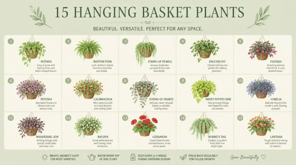 15 hanging baskets plants