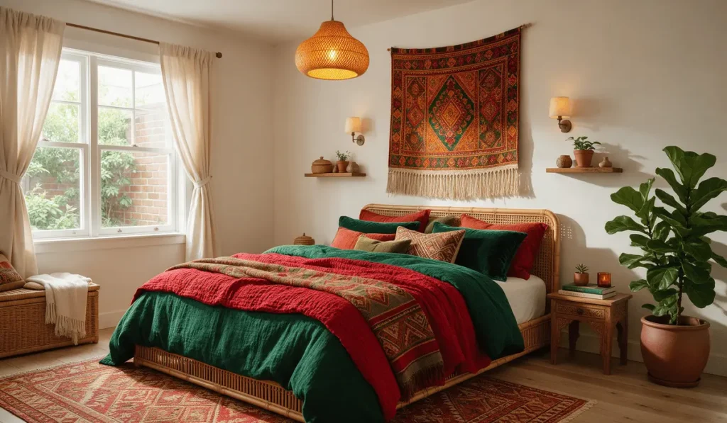 colorful boho bedroom jewel tone bedding