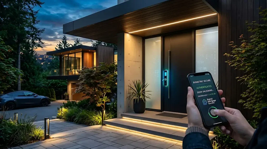 How Do Smart Locks Work? Person using a smartphone app to unlock a front door